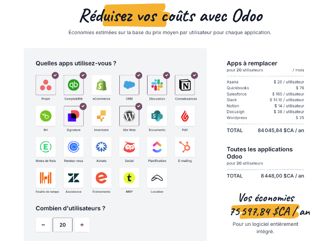 Estimation prix odoo